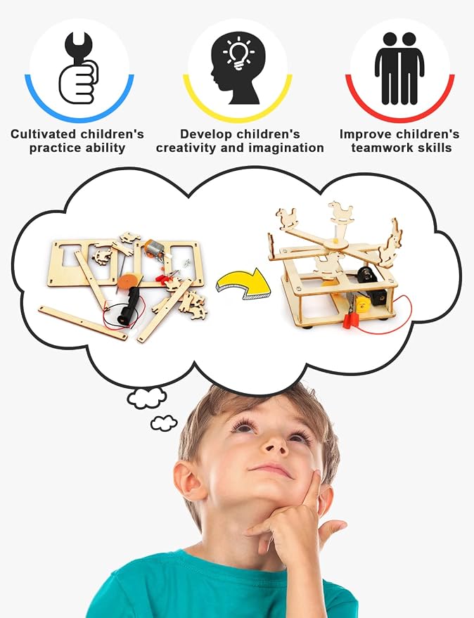 Poraxy 4 in 1 STEM Kits for Kids Age 8-10, Science Kits Building Projects for Kids, STEM Toys for Boys Girls Age 8-13, 3D Puzzles Educational Craft 8-12, Birthday Gifts for 6 7 9 10 11 12 13 Year Old