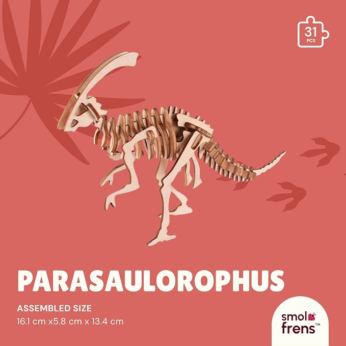 3D Wooden Puzzles for Kids Ages 8+, 4 Pack Dinosaur Puzzles, FSC-Certified Wood, Plastic-Free, STEM Kit for Kids Teens Adults, Wood Craft Model Kit, Individually Wrapped Party Favors - Jurassic Frens