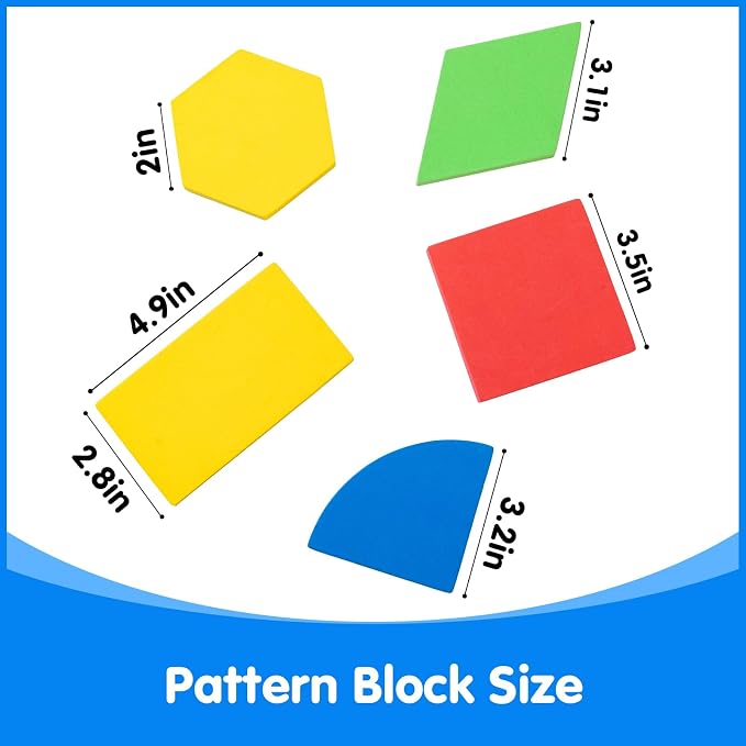 10 Pcs Large Shape Magnets - Giant Magnetic Pattern Blocks | Math Manipulatives, Geometric Shapes for Whiteboard & Fridge