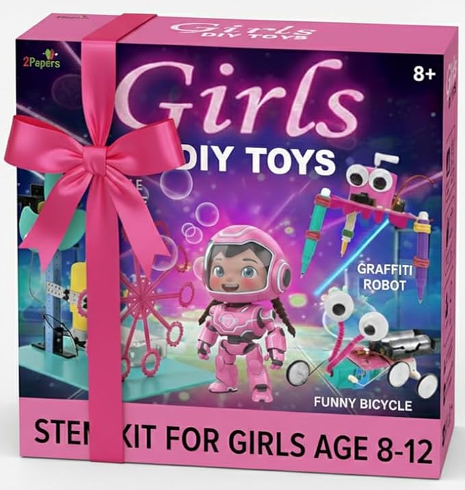 DIY Girls STEM Project, Kids Science Experiments Arts and Crafts Electric Toys Ages 8 9 10 11 12+ Teens, Educational Engineering Kit Present for Girls, Robotics Building Set & Birthday Gift idea