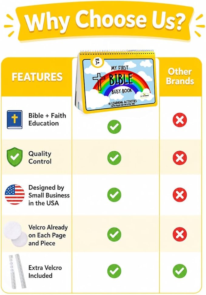 Bible Busy Book for Toddlers Ages 3 and Up - Montessori Sensory Toys Busy Board Homeschool Preschool Learning Activities - Gifts for 3 Year Old Boys - 4 Year Old Girls Birthday Gifts Easter Baptism