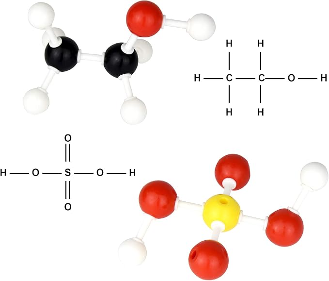 tiggell 136pcs Organic Chemistry Molecular Model Kit for Student Teacher | Organic Chemistry Mmodel Kit, Molecular Model Kit for Chemistry Education-59 Atoms, 76 Links Bonds, 1 Link Atoms Remover