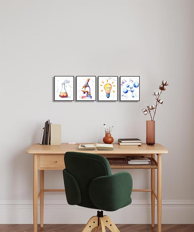 Chemistry Wall Art Interesting Science Explore Canvas Poster 8x10Inch | Watercolor Science Art Wall Decor for Laboratory Kids Playroom Bedroom Classroom Bulletin Board Decor Unframed