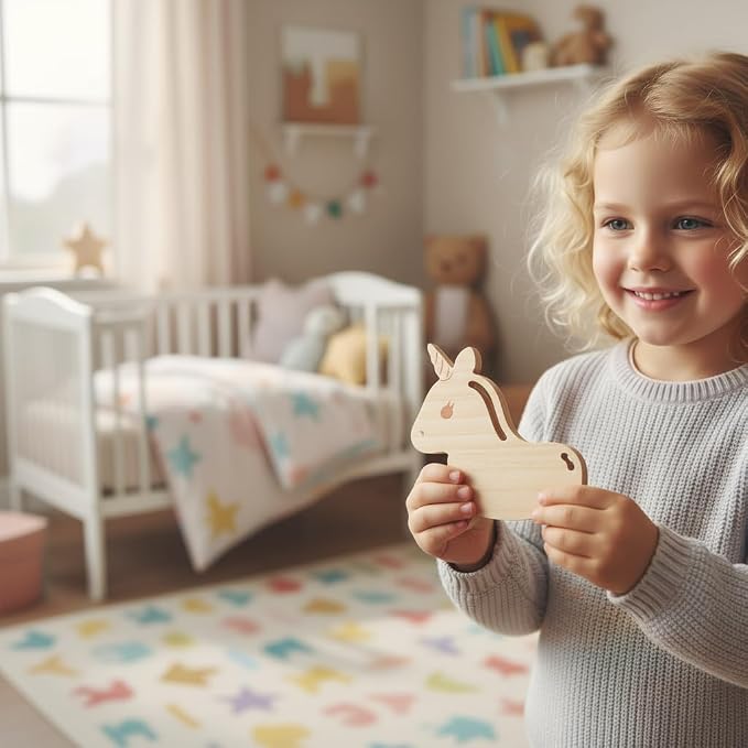 Wooden Lacing Toys for Kids DIY Toy Plane Activities Car Travel Toy Montessori Educational Learning Threading Toys for Fine Motor Skills (Rainbow Unicorn)