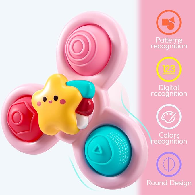 Pop Suction Cup Spinner Airplane Travel Toys for 1 Year Old Boy Girl | Novelty Spinning Tops Infant 12 18 Months,1 2 Year Old Boy Birthday Gift for Toddlers ,Sensory Baby Bath Toy Kids Ages 1-3