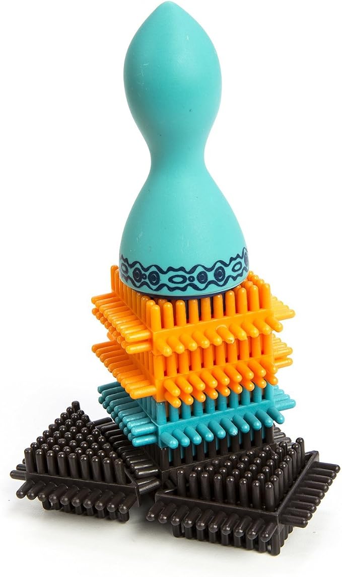 B. toys Bristle Blocks, 68 Interlocking Blocks in Jar, Construction | Sort and stack STEM building set with soft, easy-to-connect bristles and storage jar with lid; compatible with; 2+ Years