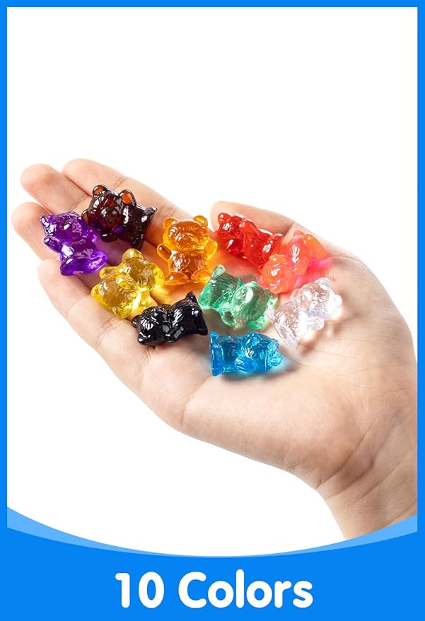 100 Pcs Translucent Counting Bears - Light Table Manipulatives | 10-Color Bear Counters for Kindergarten, Counting and Color Sorting Toys for Toddlers