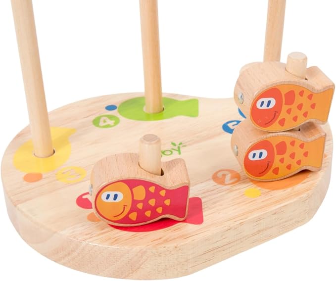 Montessori 4-in-1 Wooden Fish Stacking Toy for Toddlers 3-5, Magnetic Fishing Game—Lacing Beads, Fish Counting, Color Sorting, Balance Toys, Preschool Learning Set for Kids Boys & Girls