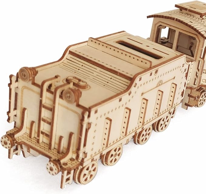 3D Wooden Steam Train Puzzle, DIY Assembly Train Model Kits, Wood Crafts STEM Brain Teaser Puzzle, Steam Train Christmas Birthday Gifts for Adults & Teens