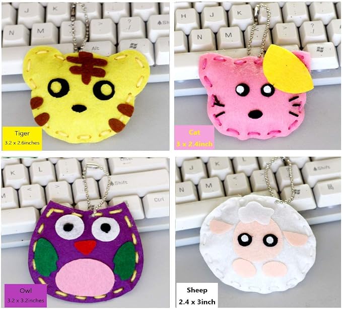 Kids DIY- First Sewing Kit for Kids, Learn to Sew DIY Craft Kits, Lovely Animals Style- Frog, Owl, Fox, Cat, Rabbit, Dog, Duck, Elk, Sheep, Sloth, Panda and Tiger, Ages 12+(12PCS)