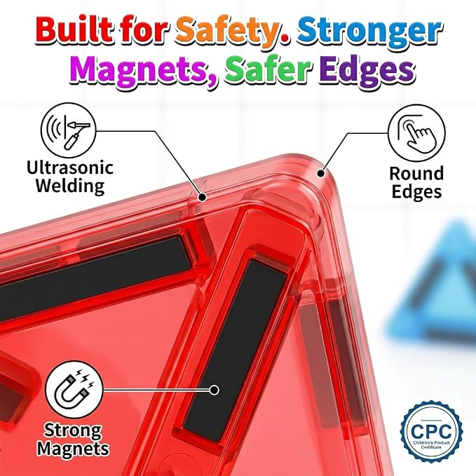 56Pcs Mini Magnet Building Blocks, STEM Educational Construction Toys for Boys Girls Age 3 4 5 6, Toddler Magnetic Tiles for Travel & Airplane Activities, Montessori Sensory Learning Toys Gift Set