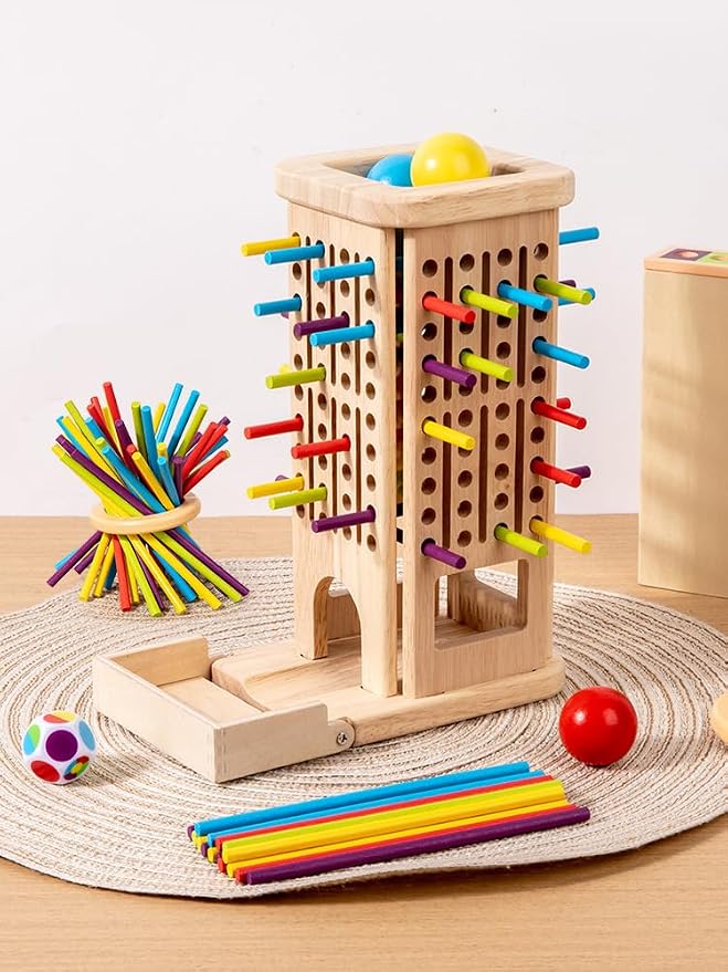 Montessori Game Wooden Board Game, 40 Colorful Wooden Sticks Dice Game Math Educational Toys for 3 4 5 6 Years Old,Math Educational, Fine Motor Skill Toy for Girls Boys, Gift for Kids