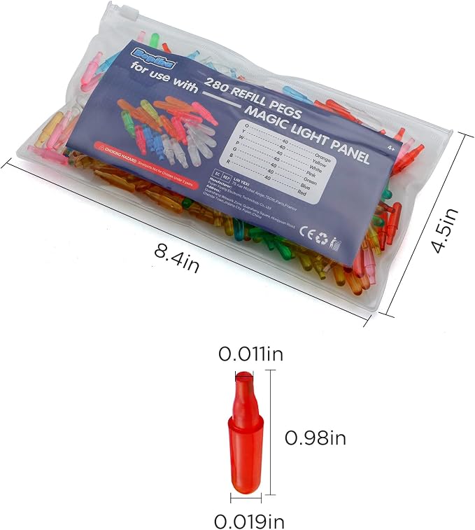 Refill Pegs 280PCS for Use with Creative Light Up Board,Educational Learning Toys for Boys and Girls Ages 4+