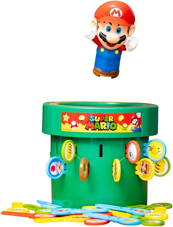 TOMY Pop Up Super Mario Family Action Game - 2-4 Players - Ages 4+ | Officially Licensed Nintendo Toys, Collectible Super Mario Toys, 3 Ways to Play, Recommended for Family Game Night