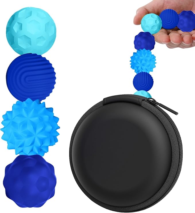 BUSOHA Silicone Magnetic Fidget Balls - 4 Pack Fidget Toys for Adult | Four Unique Textures Sensory Support,Quiet and Silent Stress Relief,Lightweight,Office,Travel,Autism,Anxiety,ADHD