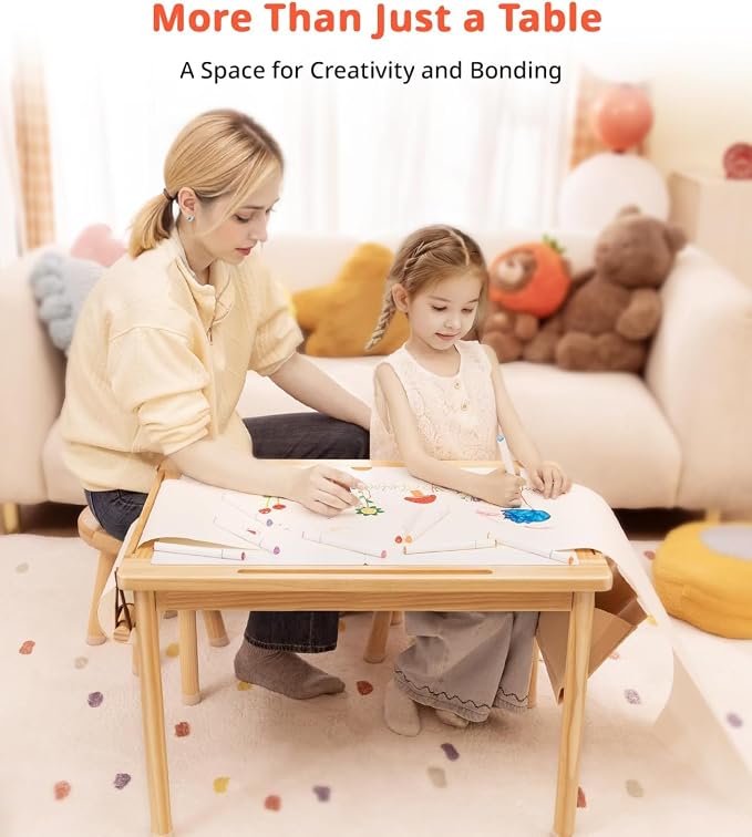 Sensory Table for Toddler, with 2 Foldable Storage Bins, Double-Sided Lids | Premium Pine Wood, Indoor/Outdoor Kids Play Sand and Water Table, Birthday Gifts for Boys and Girls