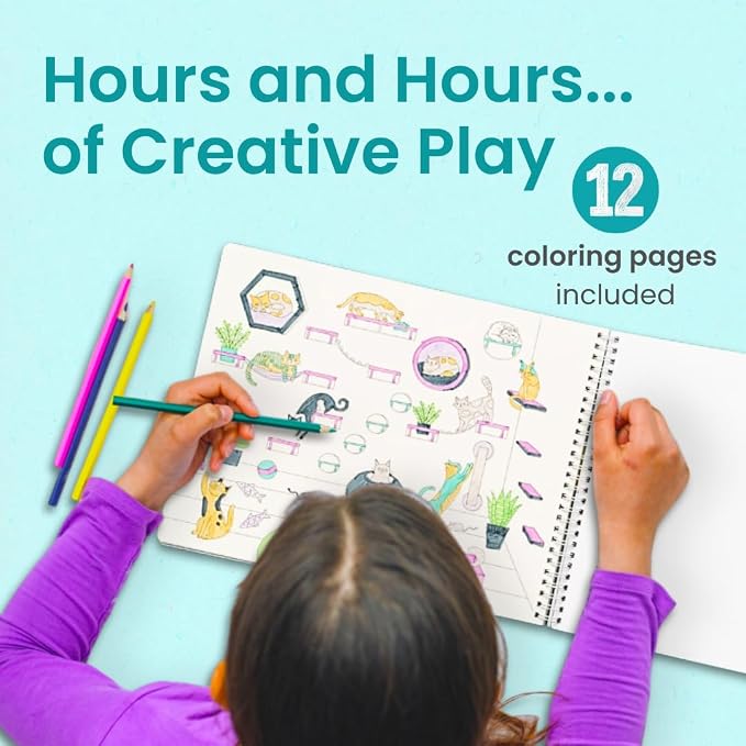Cupkin Hello Cats Coloring & Sticker Activity Book | 500+ Stickers | Spiral-bound kids craft format with 12 scenes, 12 art pages, side-by-side viewing, and an easy-peel design for ages 2–8