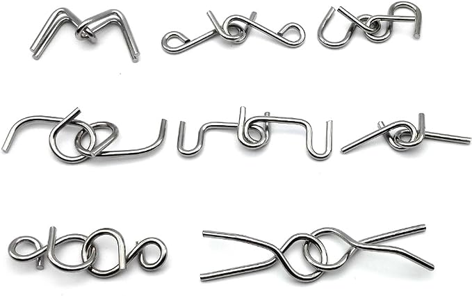 Zooshine 18 Sets Metal Brain Puzzles Teasers Games for Adults Kids | Different Level from Easy to Difficult Disentanglement Iron Link Unlock Interlock Toys for Party Classroom Gift Opction