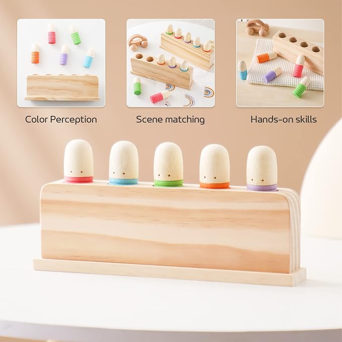 Pop Up Toy Multicolor Puppets | Wooden Color Sorting Toys | STEM Montessori Color Matching Toys | Preschool Learning Educational Toys Gifts for Kids Boys Girls Ages for 1 2 3 Years (Classic Colours)