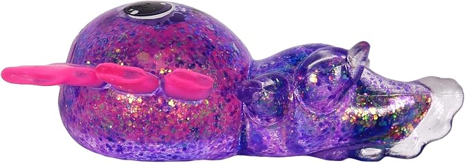 Axolotl Squishy Stress Ball, Soft TPR Slow Rising Squeeze Toy, Cute Axolotl Fidget Toy for Stress Relief, Anxiety Calming Sensory Toy for Kids Adults(Purple BigEars Axolotl)