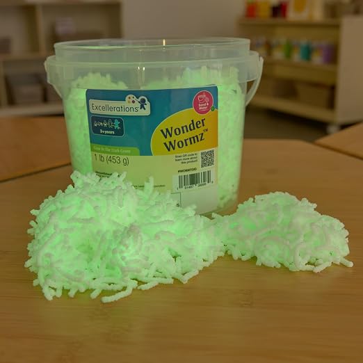 Excellerations Wonder Wormz Sensory Tub - 1 lb Glow in the Dark Wiggle Sensory Material