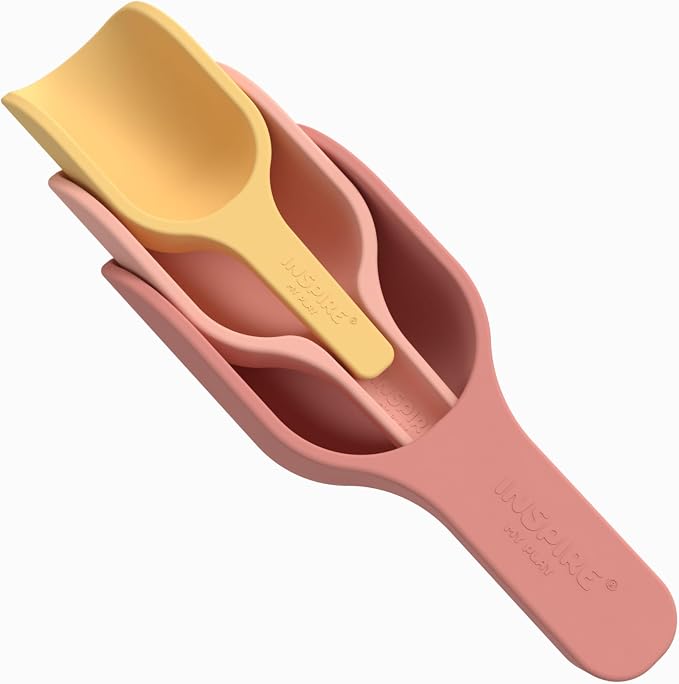 3 x Coral Scoops for Messy Play | Kids Silicone Sensory Scoops | Kids Scoops Sensory Play | Messy Play Mud Kitchen Accessories | Suitable for 10 Months Plus | Tuff Tray Accessories