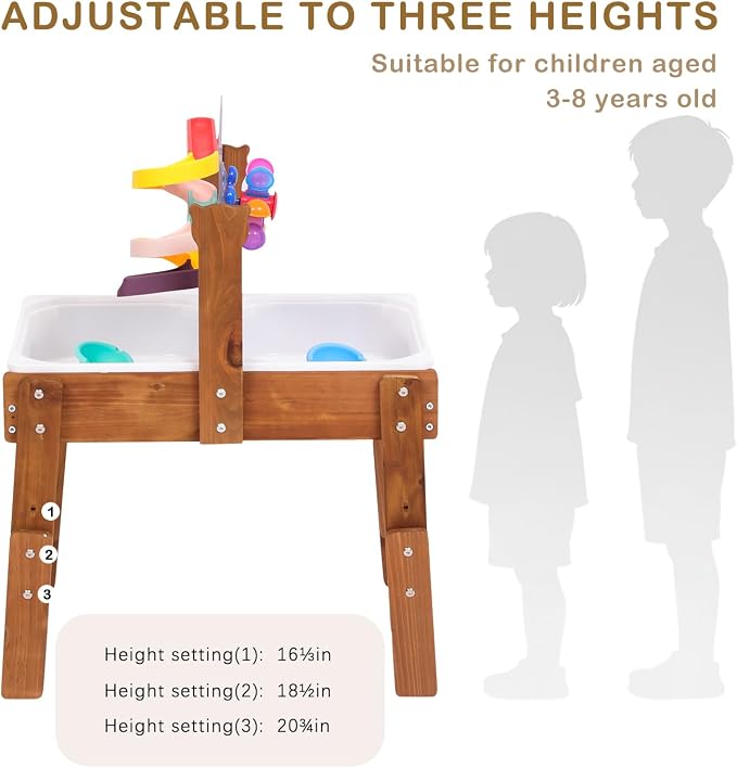 PHOKID Sand and Water Table for Toddlers,Wooden Sensory Play Activity Table,2 Sensory Bins, Acrylic Board & Water Track Toys,Montessori Kids Tables Learning Toy for Age 3+,Orignal Cedar Wood