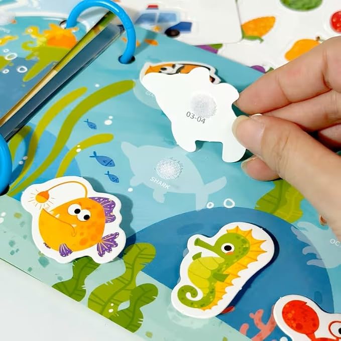 Montessori Busy Book Sorting Toys for Toddlers 2-4, Quiet Book Educational Preschool Learning Activities for Kids, Sensory Fine Motor Matching Games for 3 Year Old Boys Girls Gifts (Blue)