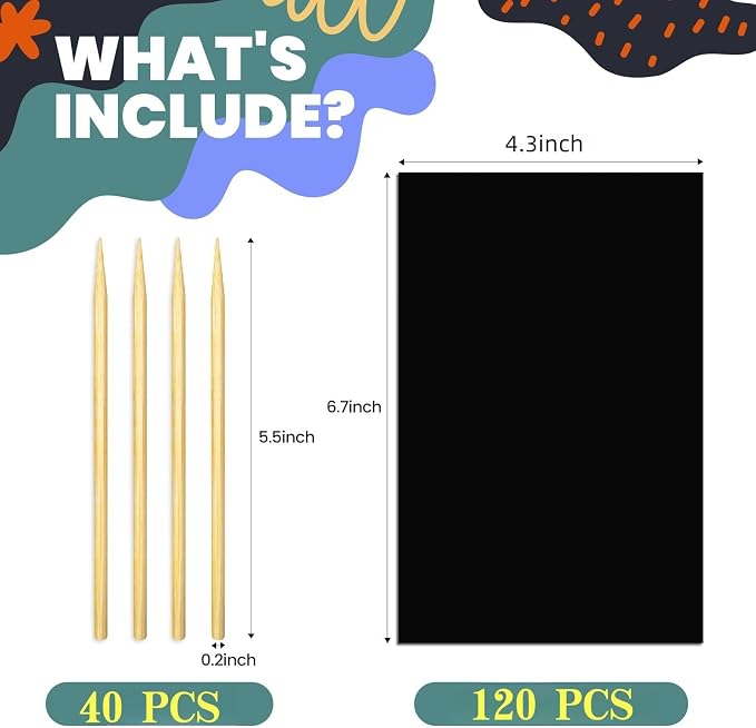 Cityrosy Rainbow Scratch Art Paper Sets Arts Crafts Supplies for Kid160 Pcs | (120 papers +40 stylus pens)Birthday Gifts for 3-12 Years Old Girls Boys Classroom Party Favor Games