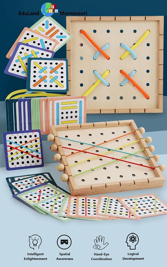 Threading & Stringing Game – Travel-Friendly Logical Sewing Toy for Kids Ages 3–7 Fine Motor Skills & Practical Life Activity, Educational STEM Gift Preschool & Occupational Therapy