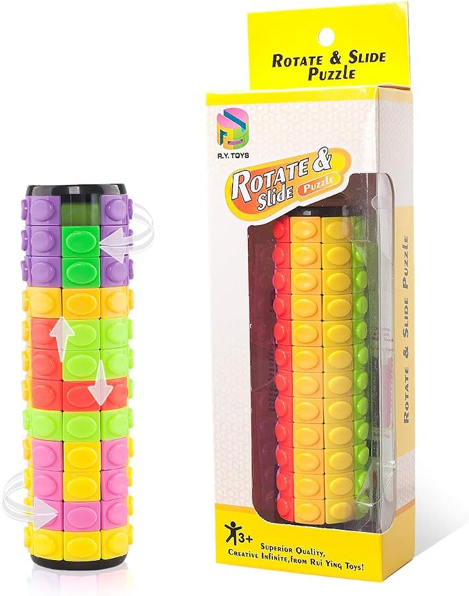 R.Y.TOYS Rotate and Slide Puzzle-Design Patent,Fidget Toys(Restore/Create) 8 Colors,12 Layers-Detach Piece for Quick Play,Brain Teaser,Sensory Toys,Stocking Stuffers,Easter Basket Stuffers Essentials