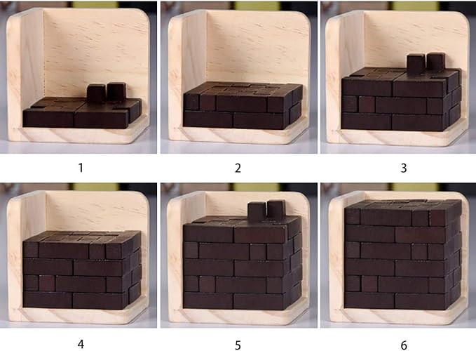 AHYUAN Wooden Brain Teaser Puzzles Cube Stocking Stuffers Wooden Puzzles T-Shaped Jigsaw Logic Puzzle Educational Games Toy for Kids and Adults (Coffee)