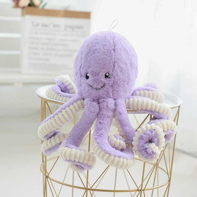 Fluffy Octopus Stuffed Animal Hugging Pillow Plush Toy Doll Purple,31.4Inch | Sweet Smile Face | 8 Springy Tentacles | No Loose Parts | Machine-wash | Safe Polyester Fill | Sturdy Stitched | Ideal Gift
