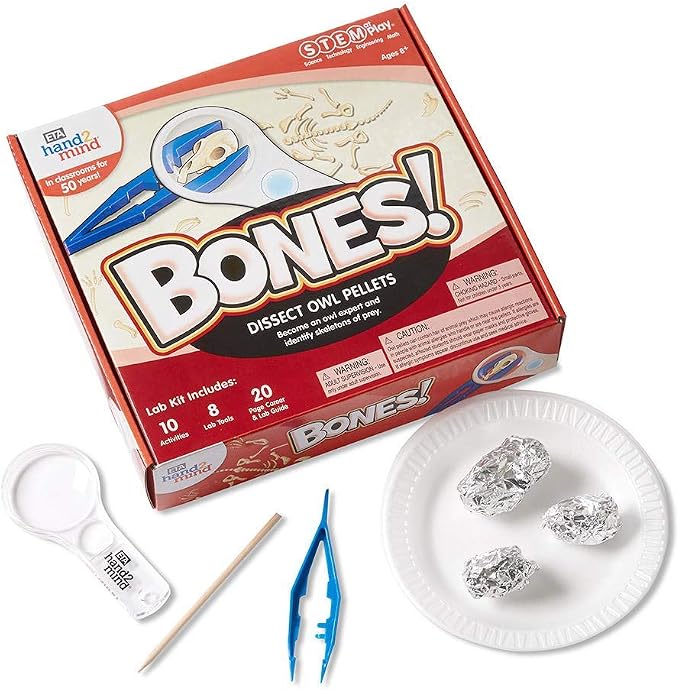 hand2mind Animal Science Kit for Kids 8-12, Kids Science Kit with Fact-Filled Guide, Learn About Animal Biology and Dissect Owl Pellets, STEM Toys, 10 Science Experiments