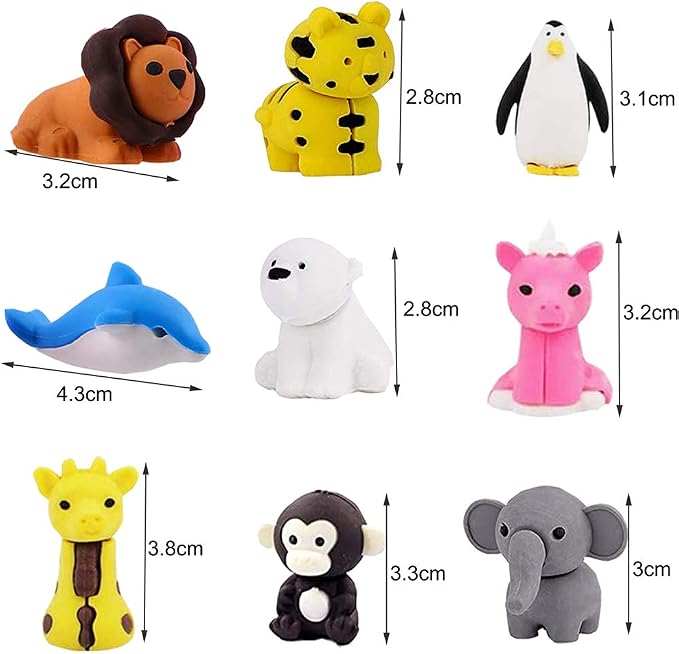 URSKYTOUS 46Pcs Animal Erasers Desk Pets for Kids Animal Pencil Erasers Bulk Puzzle Eraser Toys Gifts for Classroom Prizes,Game Reward,Treasure Box,Easter Egg Fillers,Goodie Bag Stuffers,Party Favors