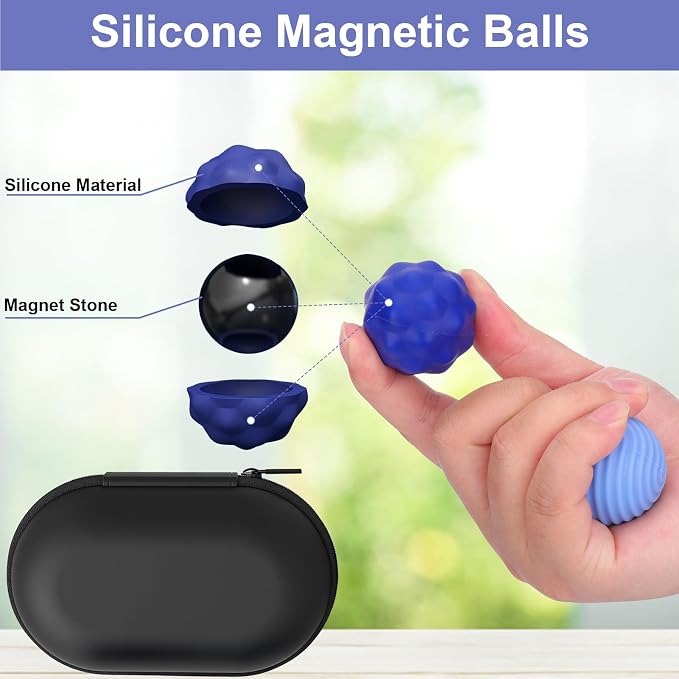 BUSOHA Silicone Magnetic Fidget Balls - 2 Pack Large Fidget Toys | Unique Textures Sensory Support,Quiet and Silent Stress Relief,Lightweight,Office,Travel,Autism,Anxiety,ADHD