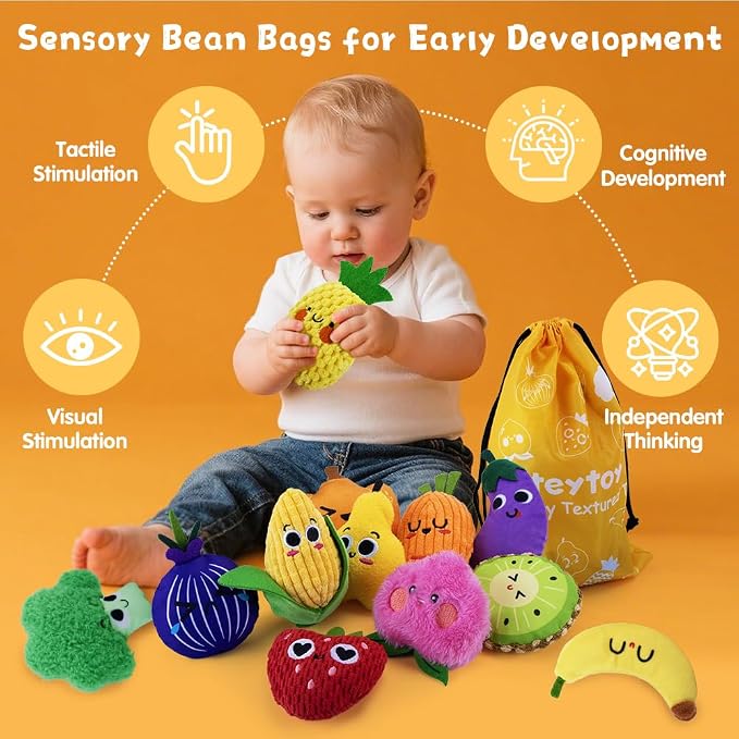 12-Pack Sensory Bean Bag for Kids,Montessori Textured Tactile Baby Toys Set,Sensory Toys for Autistic Children&Toddlers,Learning &Fine Motor Skill Developmental Play Gift Stress Relief for Autism