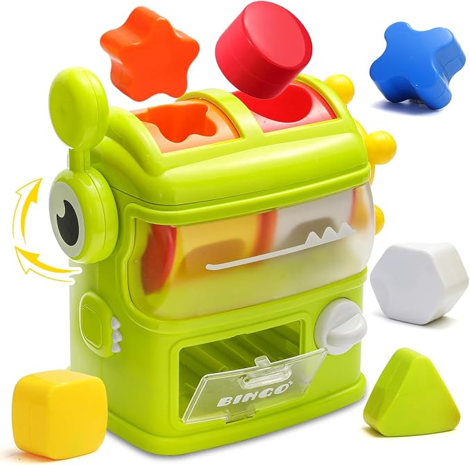Shape Sorter Toys for Kids 1 2 3 Years Old, Sensory Learning Montessori Toy | Green, Interactive, Color Matching & Sorting, Learning STEM Toy for Boys Girls Birthday Gift