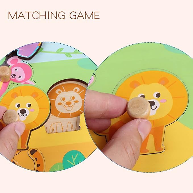 Wooden Peg Puzzles for Toddlers 1-3 - Montessori Educational Learning Puzzle Toys for Baby Gifts