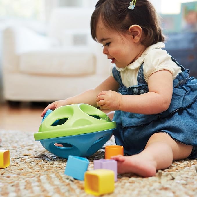 Green Toys Shape Sorter, Green/Blue - 10 Piece Motor Skills, Shape Categorization Kids Toy. Safe for Babies and Toddlers. No BPA, PVC. Dishwasher Safe, Recycled Plastic, Made in USA.