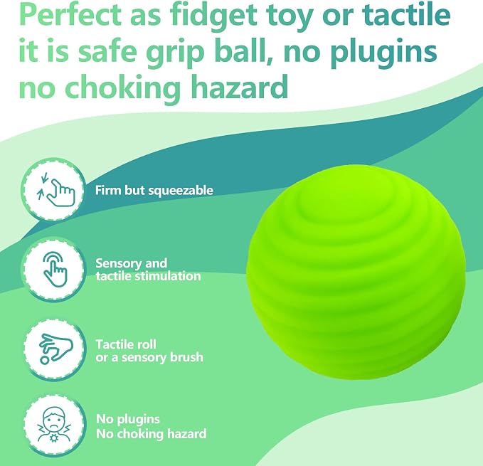 Sensory Ball for Babies 6 to 12 Months, Baby Balls for Toddlers 1-3 Massage Stress Relief, Textured Multi Sensory Balls Gift Sets, Montessori Sensory Toys 6 Spikey Squeeze Ball for Infant Kids