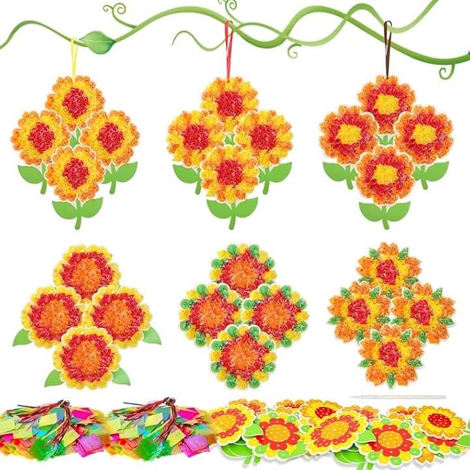 Fennoral 24 Pack Sunflower Craft Kit for Kids Make You Own Sunflower Poke in Art and Crafts DIY for Boys Girls Classroom Activities Spring Summer Birthday Party Decoration