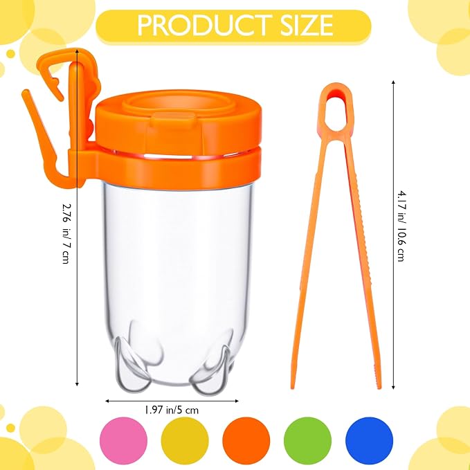 Baderke 10 Pieces Bug Viewer and Bug Insects Tweezer for Kids, Plastic Insect Box Container and Tweezers, Bug Catching Kit Insect Observation Kit for Kids Outdoor Science Nature Exploration
