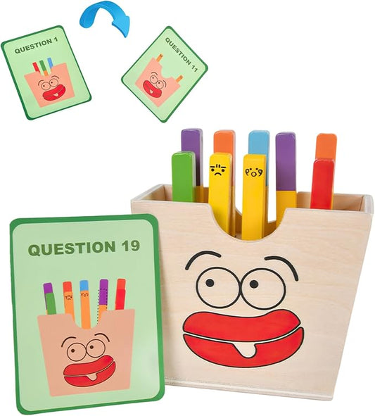 Wooden French Fries Sorting & Stacking Toys, Montessori Toys for 3+ Year Old, Preschool Educational Toys to Develop Fine Motor Skills