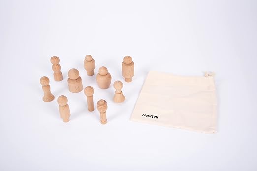 tickit Wooden Community Figures, Set of 10, for Ages 18m+ | Wooden Peg Dolls for Kids, 10 Different Shapes, Loose Parts Wooden Toys for Toddlers
