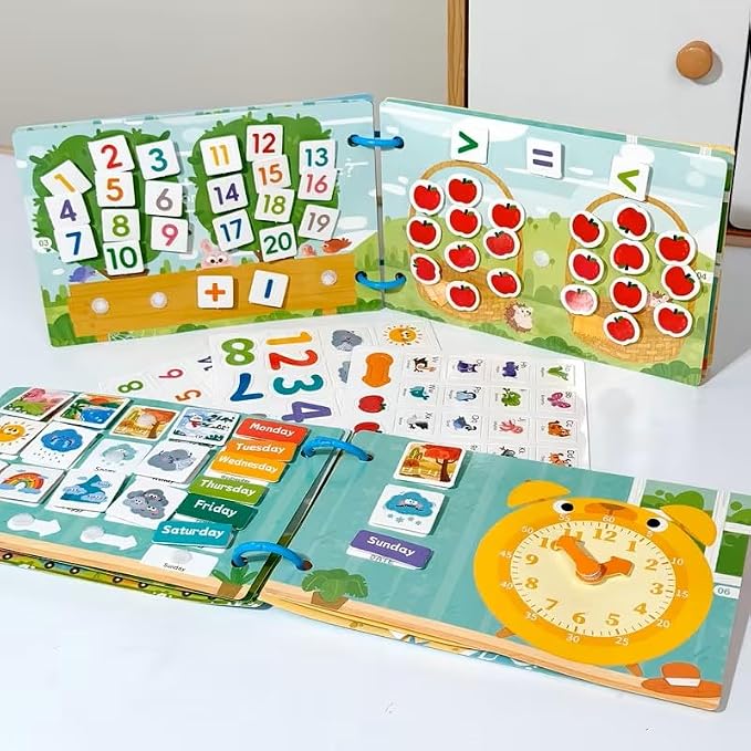 Montessori Busy Book Sorting Toys for Toddlers 2-4, Quiet Book Educational Preschool Learning Activities for Kids, Sensory Fine Matching Games for 3 Year Old Boys Girls Gifts(Light Blue)