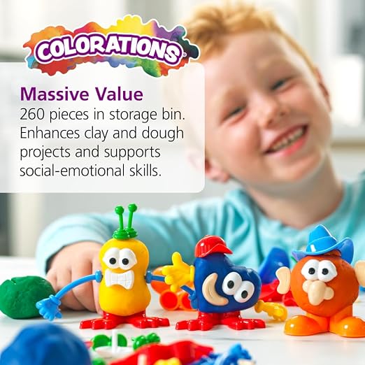 Colorations - BUILDME Creative Creatures Dough Builders (Includes 260 pieces) - Dough & Molding Clay Accessories for Kids - Screen-Free Play Time - Builds Animals & Characters | Body Pieces and Eyes for Play Dough, Ages 3 and up, Screen-Free Play, Crea...