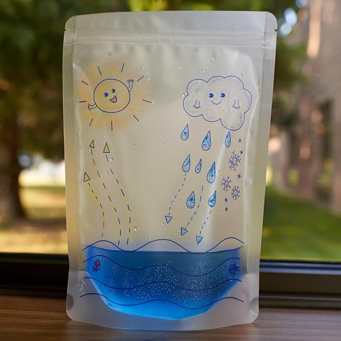 Roylco Water Cycle Experiment Kit – Hands-On Science Activity Set for Kids, 12 Water Cycle Bags with Stickers and Teacher Guide, Ideal for STEM Lessons, Homeschool, and Classroom Learning