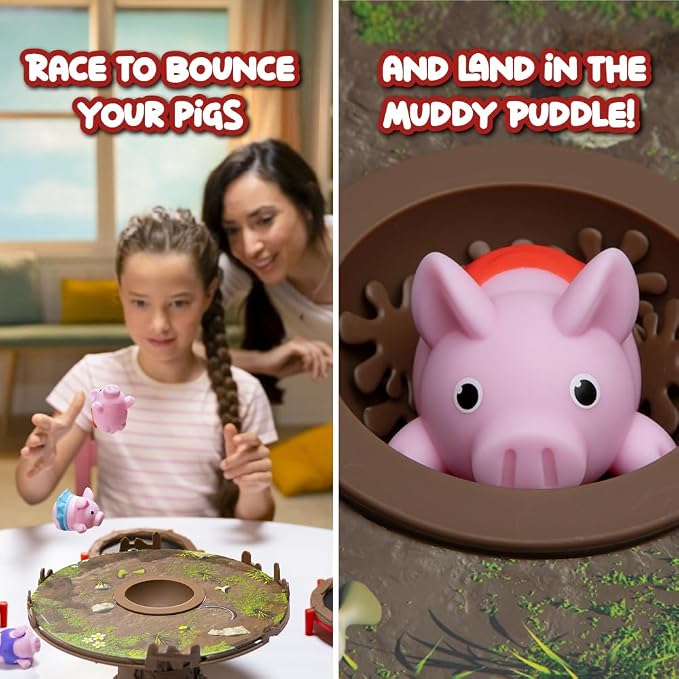 Pigs on Trampolines Board Games for Family Night Hand-Eye-Coordination Game | Family Game, Kids Games, Multi-Player, Board Games for Family Night, Preschool Toys, Hand-Eye-Coordination Game