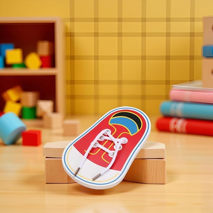 Wooden Learn to Tie Your Own Shoes Threading Lacing Shoes Training Early Learning Kits | Threading Lacing Shoes Training Board Toddler Early Learning Toy, Shoe Fasteners & Laces